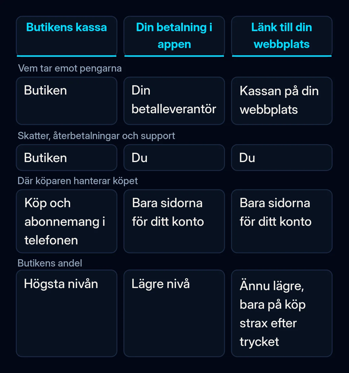 Jämförelse av tre sätt att ta betalt i en iPhone-app i EU: butikens kassa, din egen betalning i appen och en länk till din webbplats