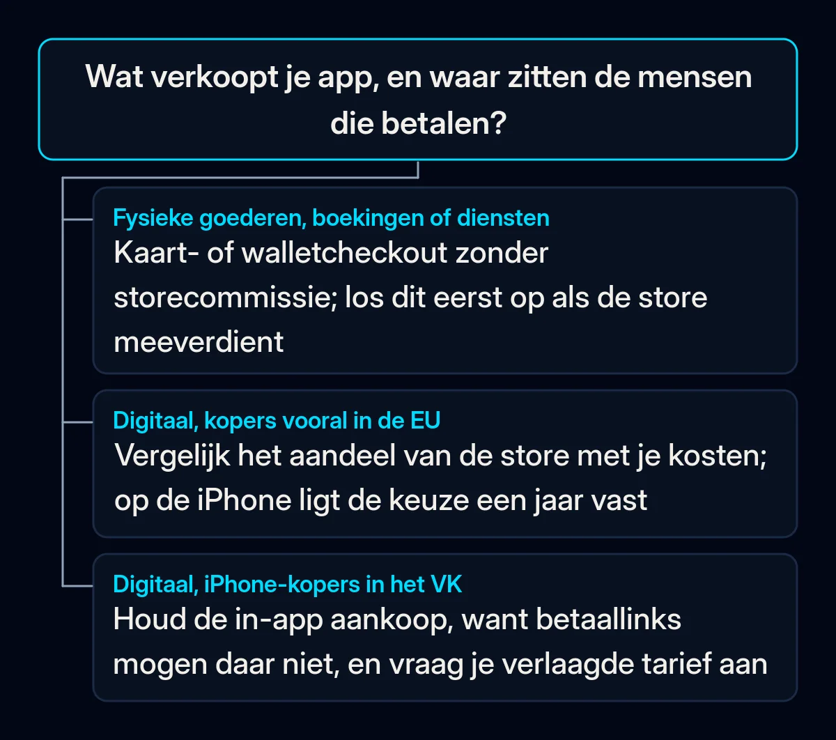Beslisboom: wat je app verkoopt en waar de kopers zitten, bepaalt of verkopen buiten de app store het onderzoeken waard is