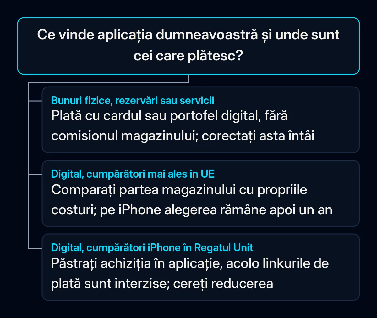 Arbore de decizie: ce vinde aplicația și unde sunt cumpărătorii decid dacă merită analizată vânzarea în afara magazinului de aplicații